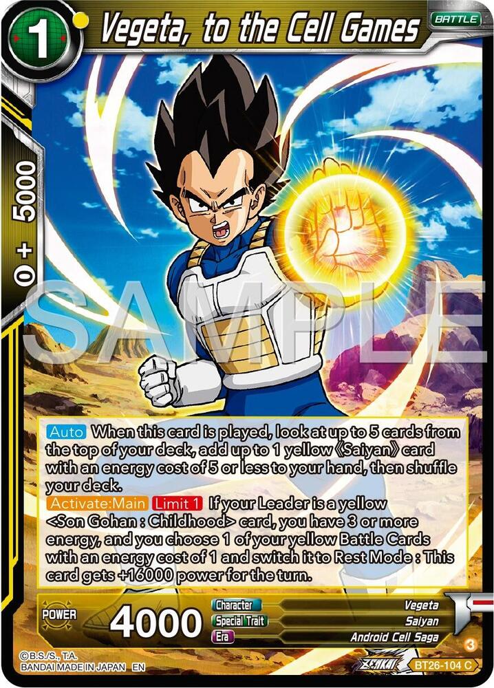 Vegeta, to the Cell Games BT26-104 card from Ultimate Advent