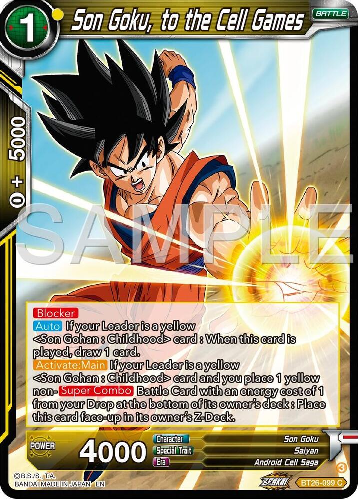 Son Goku, to the Cell Games BT26-099 card from Ultimate Advent