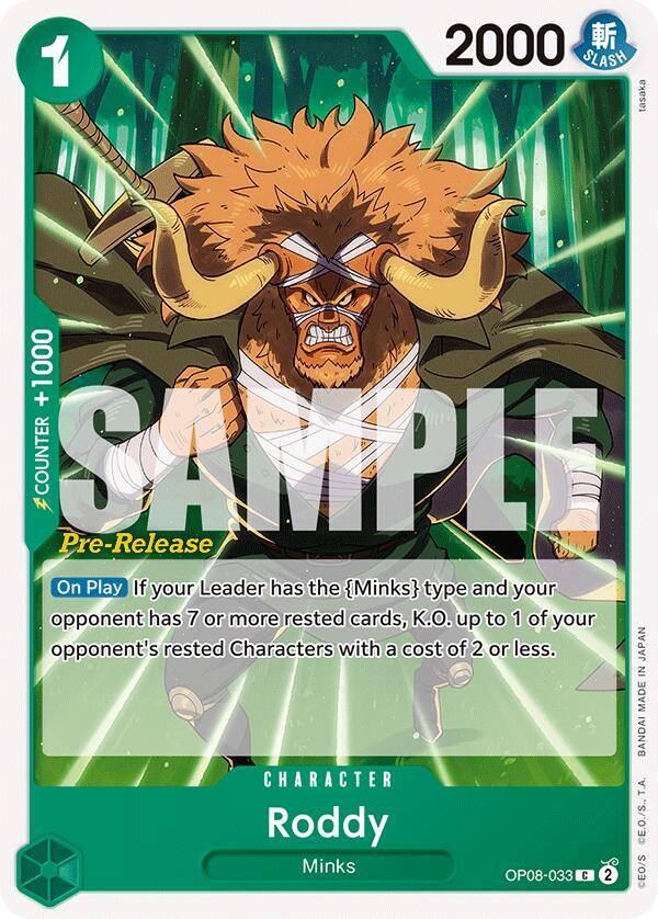 Roddy OP08-033 card from Two Legends Pre-Release Cards