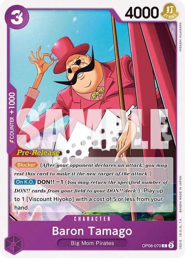Baron Tamago OP08-070 card from Two Legends Pre-Release Cards