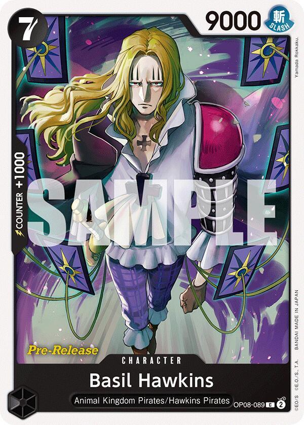Basil Hawkins OP08-089 card from Two Legends Pre-Release Cards