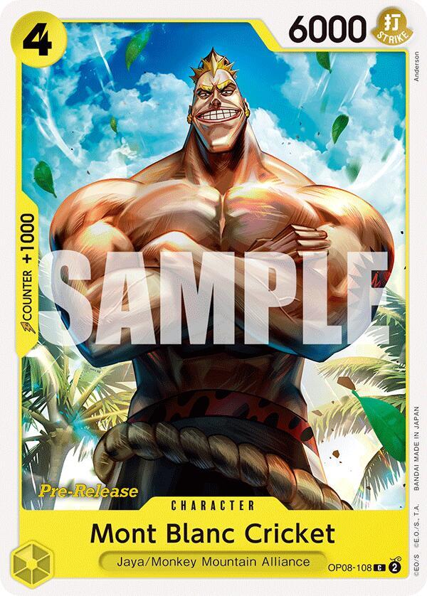 Mont Blanc Cricket OP08-108 card from Two Legends Pre-Release Cards