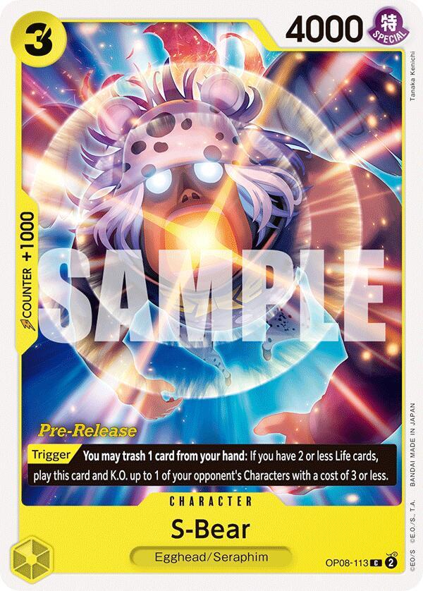 S-Bear OP08-113 card from Two Legends Pre-Release Cards