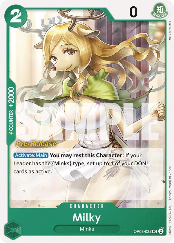 Milky OP08-032 card from Two Legends Pre-Release Cards