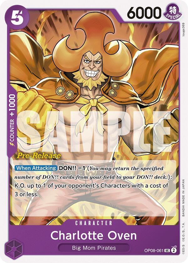 Charlotte Oven OP08-061 card from Two Legends Pre-Release Cards