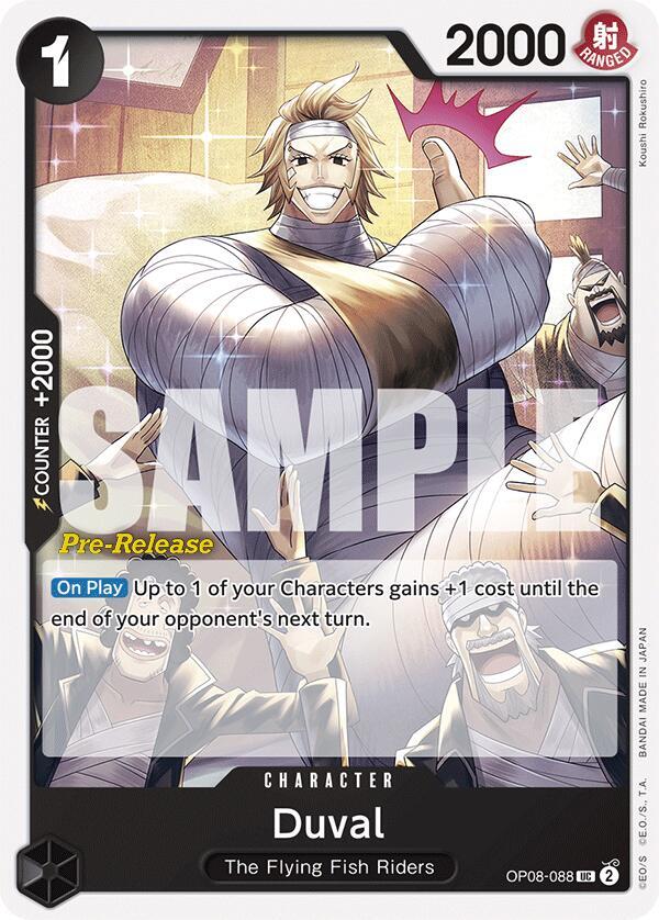 Duval OP08-088 card from Two Legends Pre-Release Cards