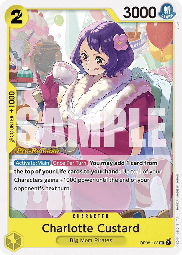 Charlotte Custard OP08-103 card from Two Legends Pre-Release Cards