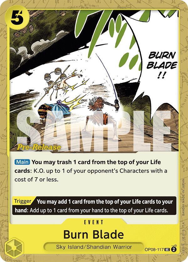 Burn Blade OP08-117 card from Two Legends Pre-Release Cards