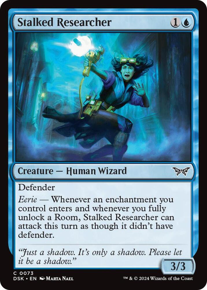 Stalked Researcher 73 card from Duskmourn: House of Horror