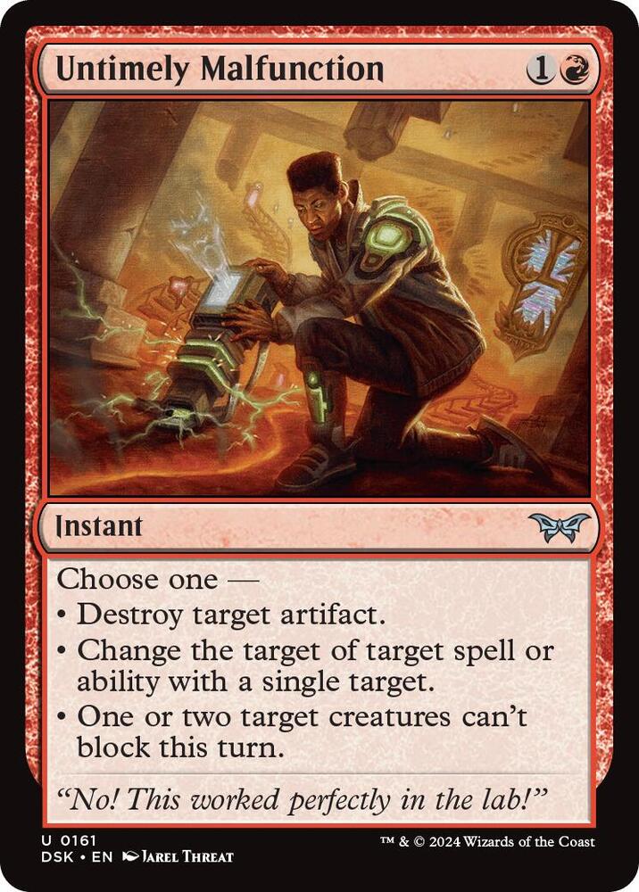 Untimely Malfunction 161 card from Duskmourn: House of Horror