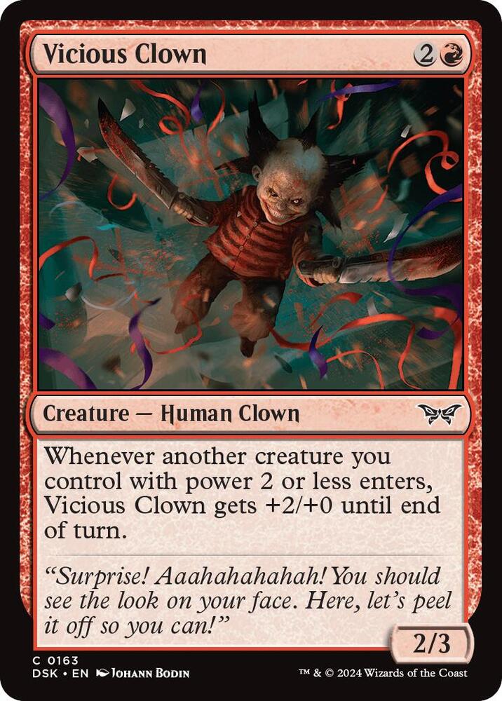Vicious Clown 163 card from Duskmourn: House of Horror