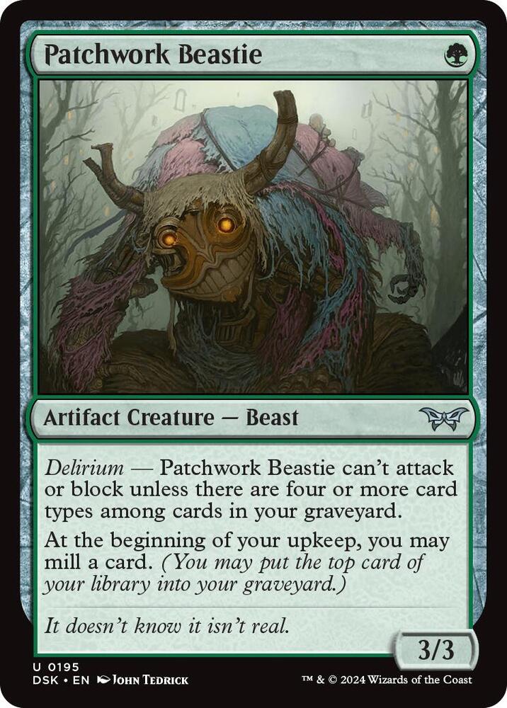 Patchwork Beastie 195 card from Duskmourn: House of Horror