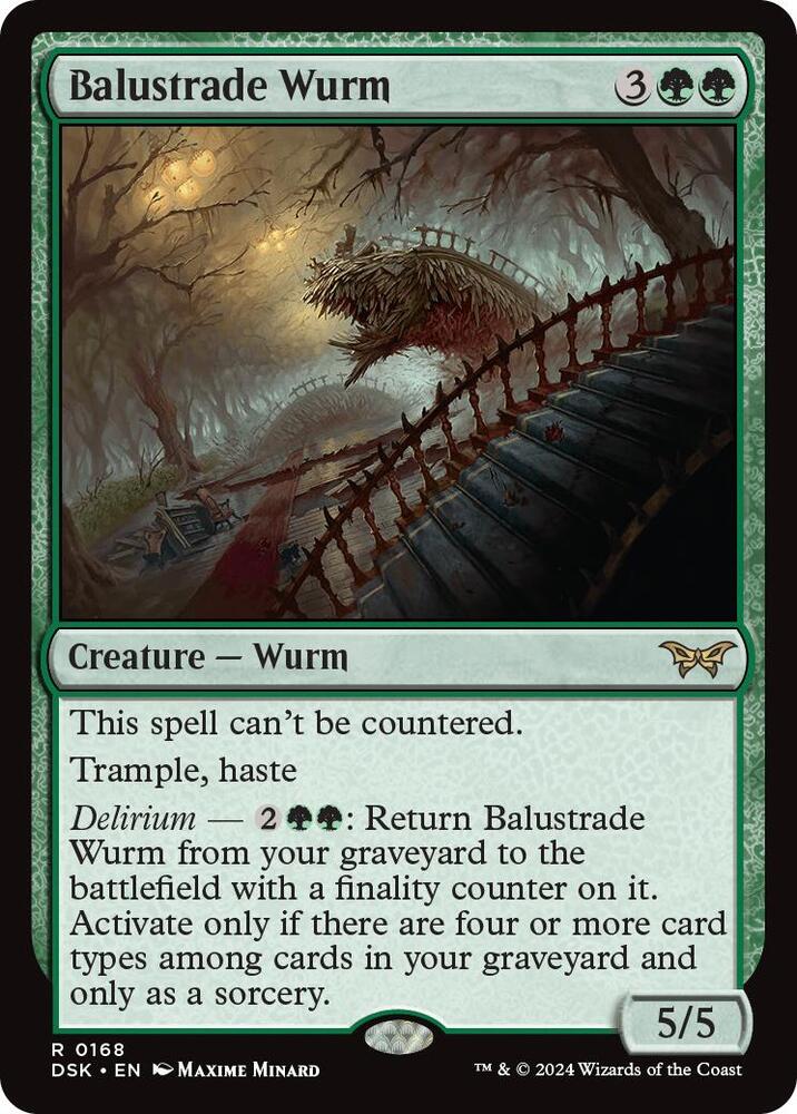 Balustrade Wurm 168 card from Duskmourn: House of Horror