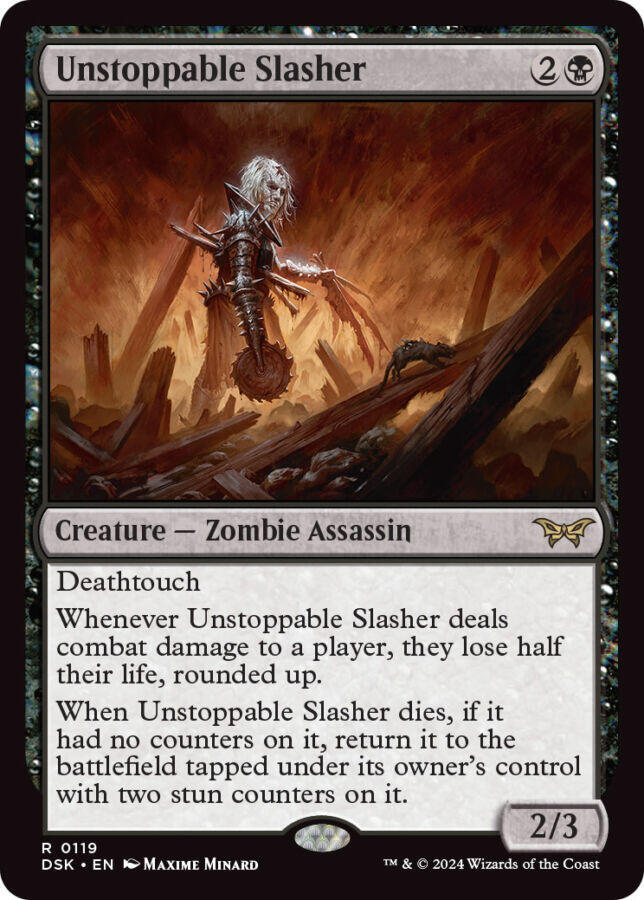 Unstoppable Slasher 119 card from Duskmourn: House of Horror