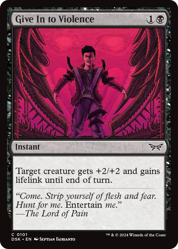 Give In to Violence 101 card from Duskmourn: House of Horror