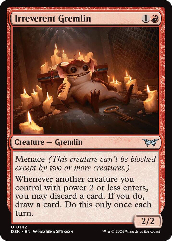 Irreverent Gremlin 142 card from Duskmourn: House of Horror