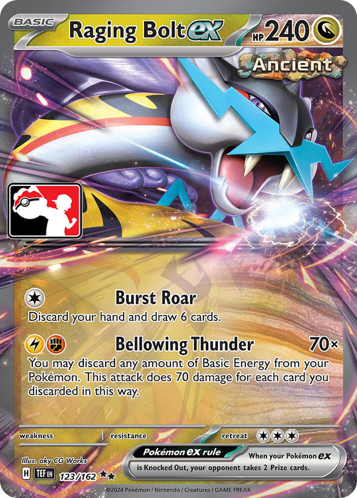 Raging Bolt ex 123/162 card from Prize Pack Series Cards