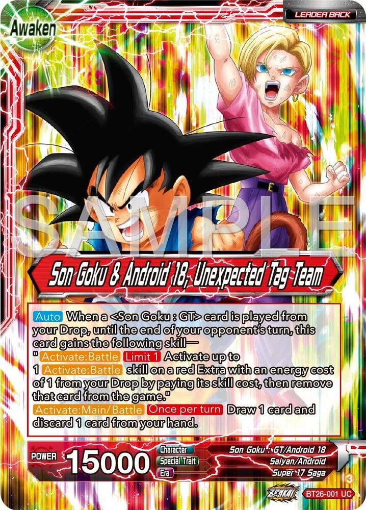 Son Goku // Son Goku & Android 18, Unexpected Tag Team BT26-001 card from Ultimate Advent