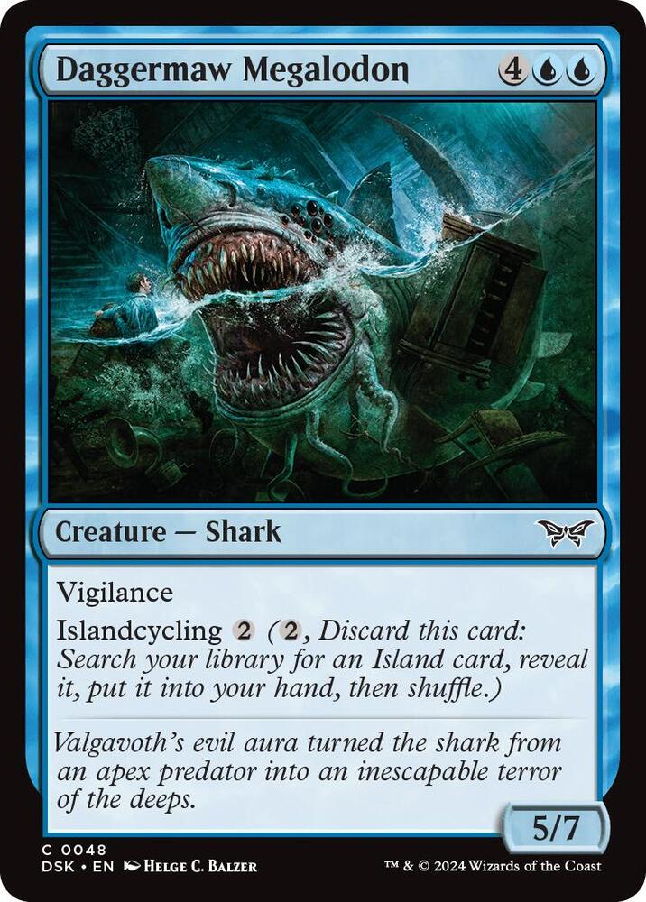 Daggermaw Megalodon 48 card from Duskmourn: House of Horror