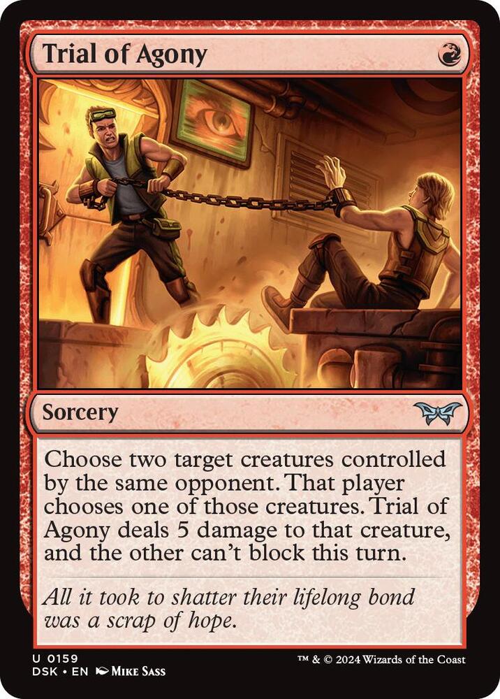 Trial of Agony 159 card from Duskmourn: House of Horror