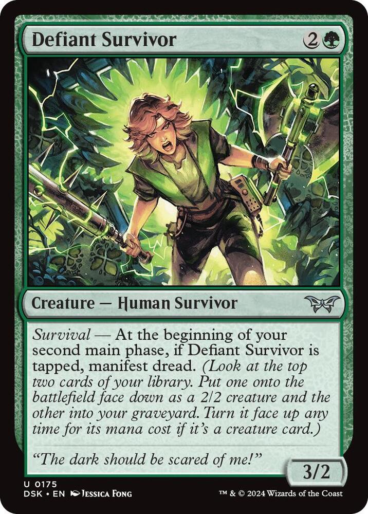 Defiant Survivor 175 card from Duskmourn: House of Horror