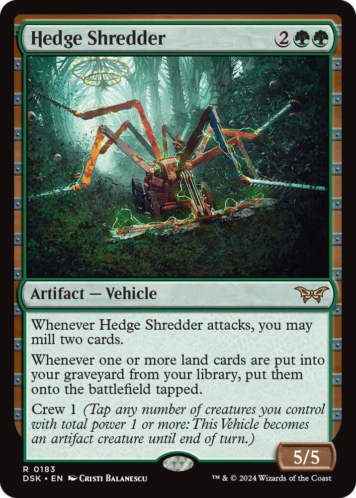 Hedge Shredder 183 card from Duskmourn: House of Horror