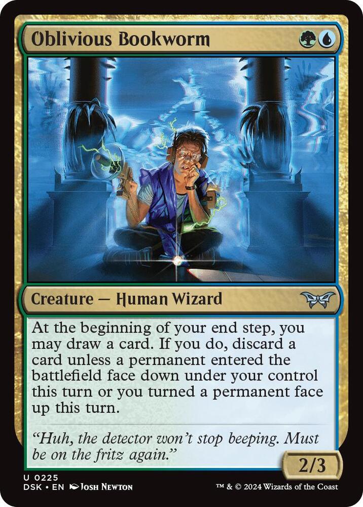 Oblivious Bookworm 225 card from Duskmourn: House of Horror