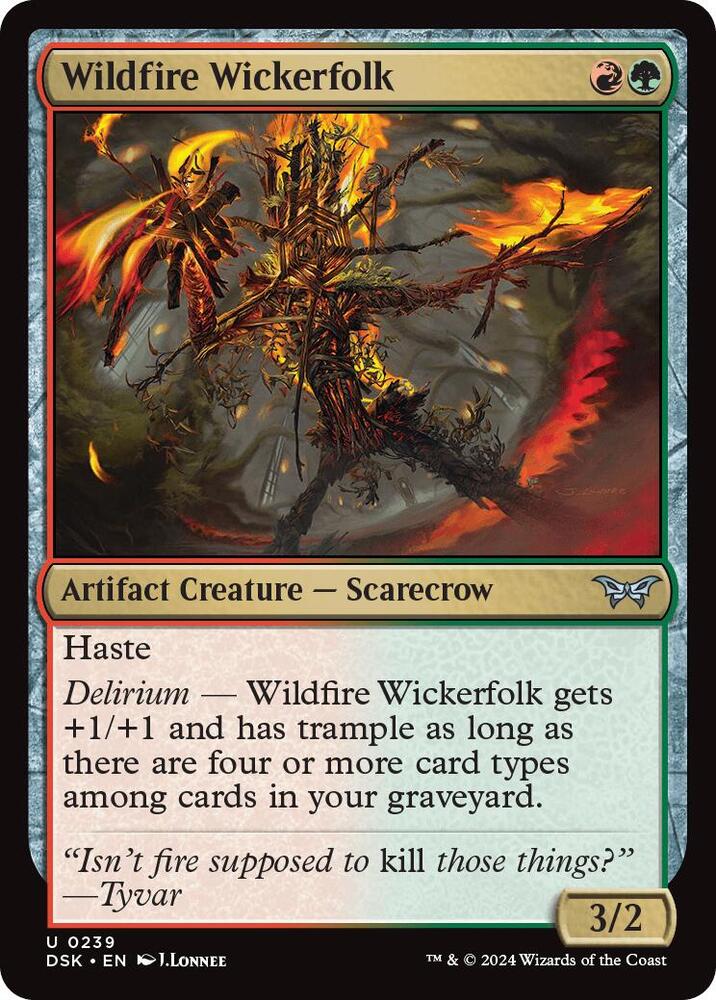 Wildfire Wickerfolk 239 card from Duskmourn: House of Horror