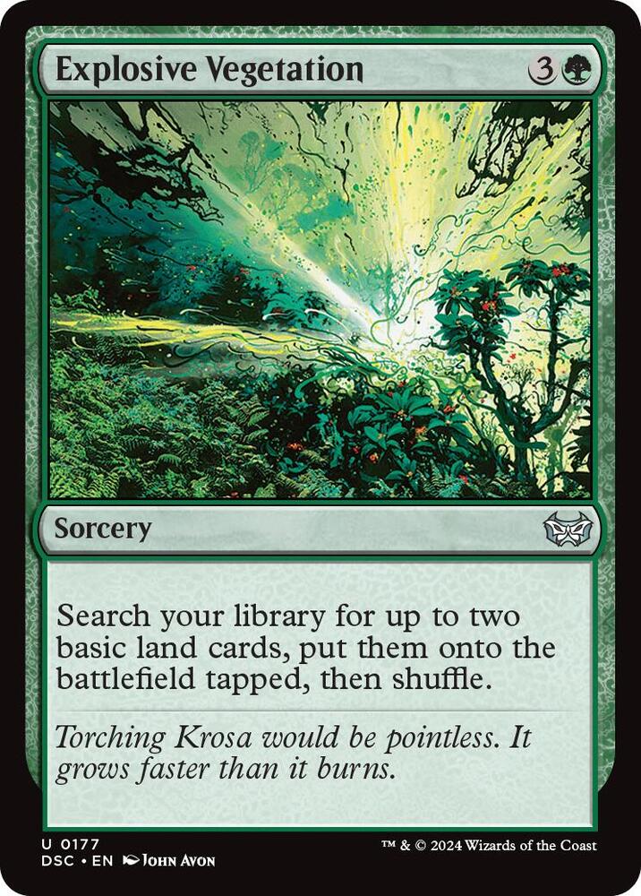 Explosive Vegetation 177 card from Commander: Duskmourn: House of Horror