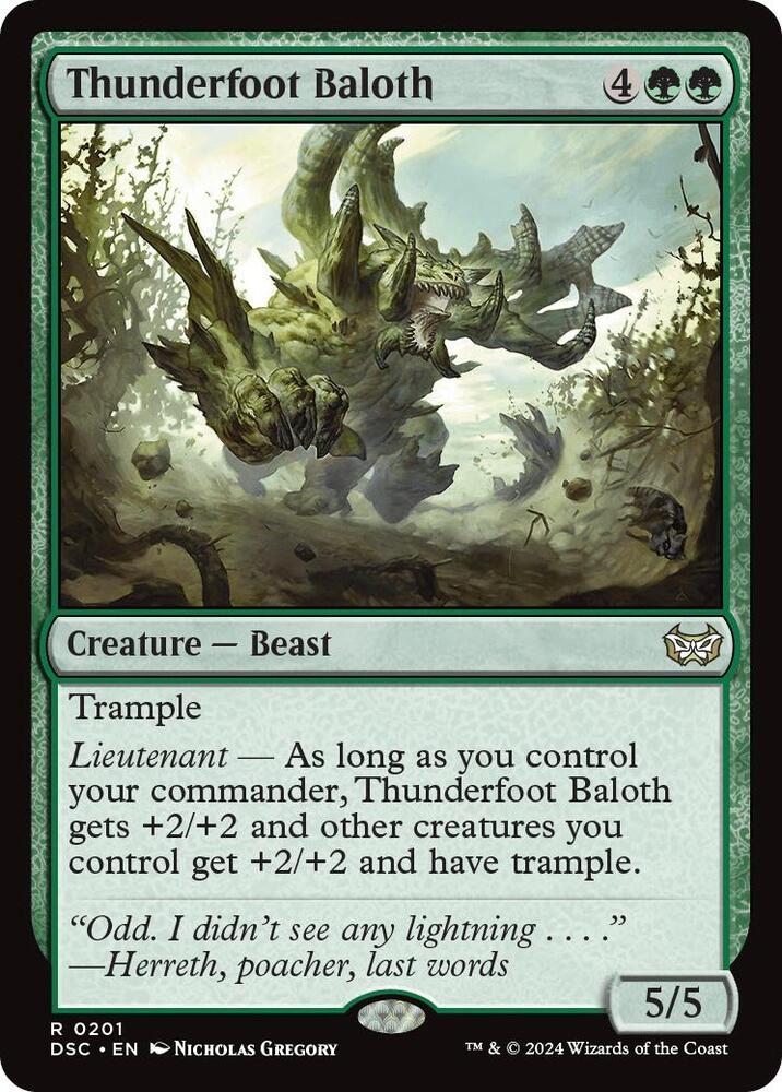 Thunderfoot Baloth 201 card from Commander: Duskmourn: House of Horror