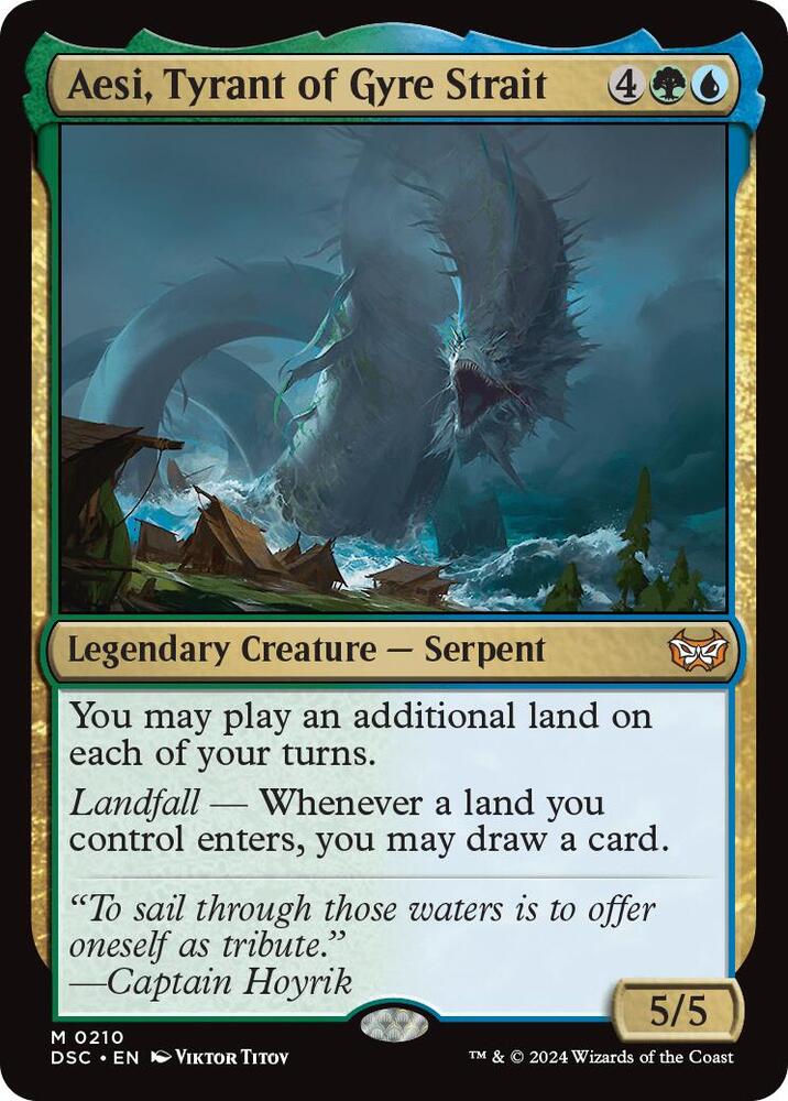 Aesi, Tyrant of Gyre Strait 210 card from Commander: Duskmourn: House of Horror