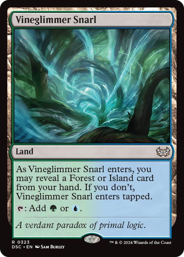 Vineglimmer Snarl 323 card from Commander: Duskmourn: House of Horror