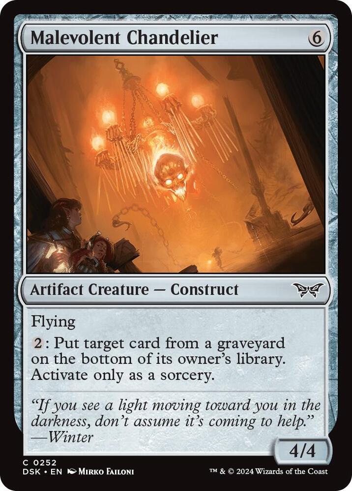 Malevolent Chandelier 252 card from Duskmourn: House of Horror