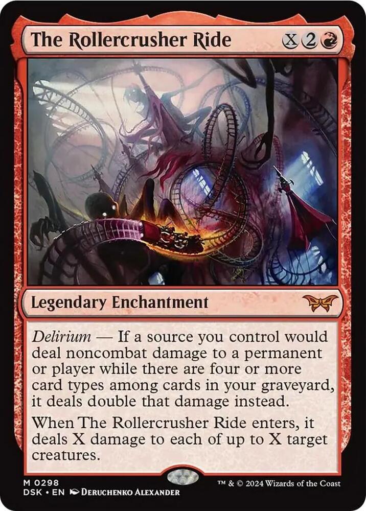 The Rollercrusher Ride 298 card from Duskmourn: House of Horror