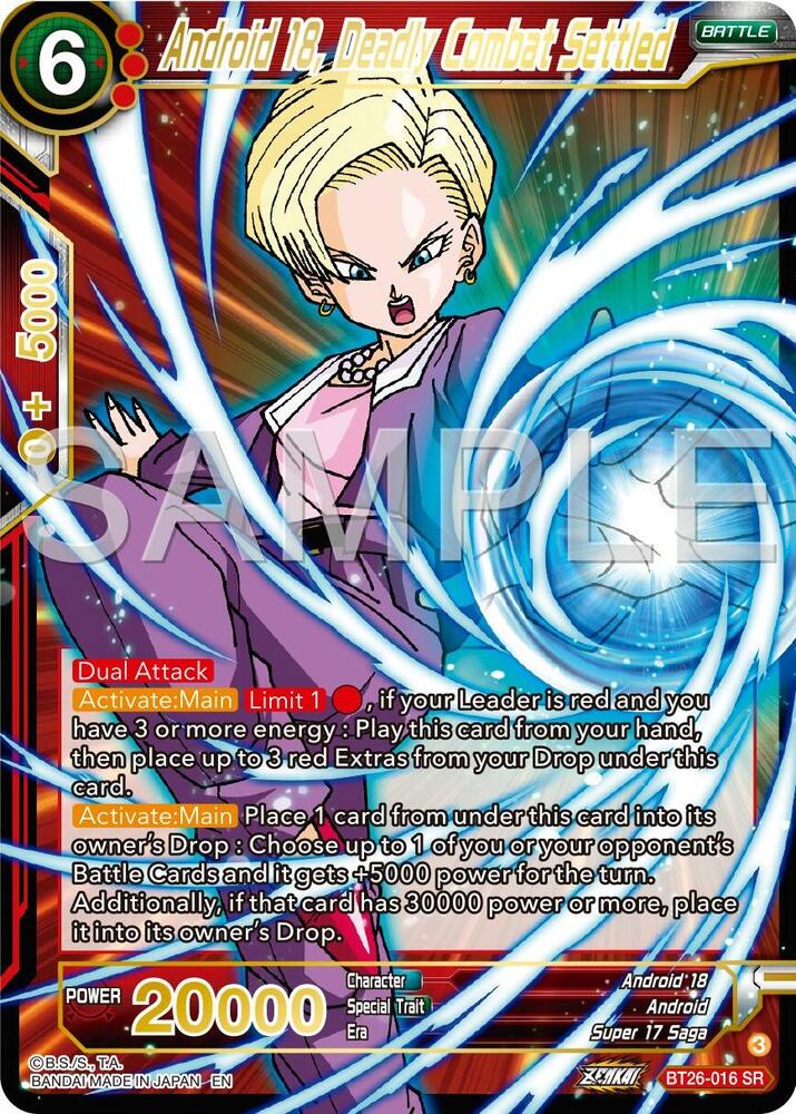 Android 18, Deadly Combat Settled Bt26-016 card from Ultimate Advent