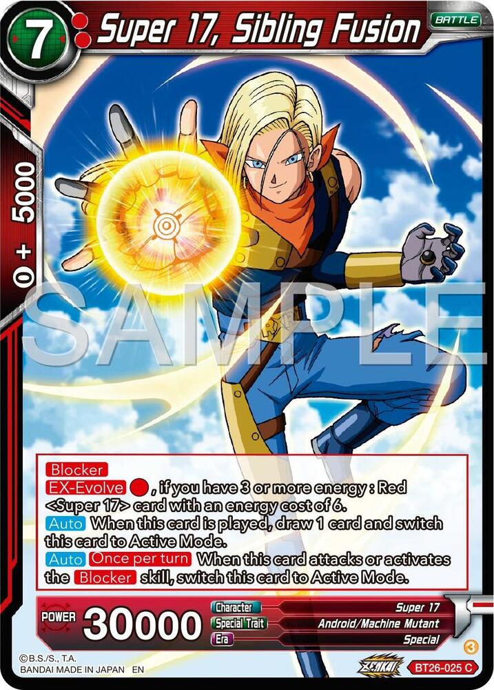 Super 17, Sibling Fusion BT26-025 card from Ultimate Advent