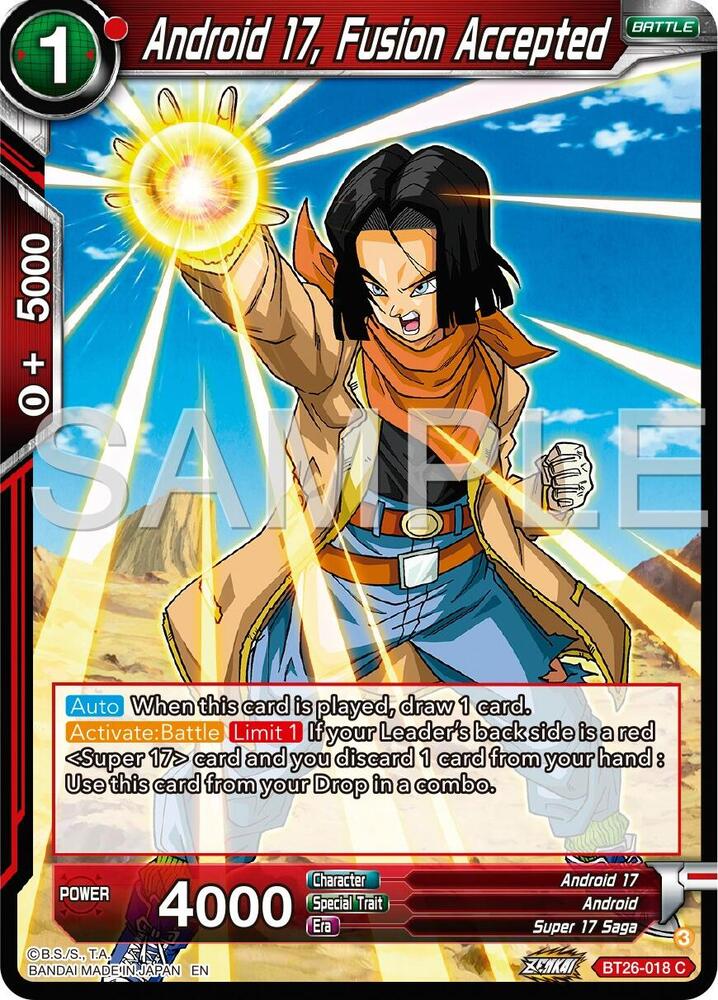 Android 17, Fusion Accepted BT26-018 card from Ultimate Advent