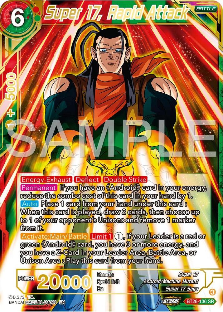 Super 17, Rapid Attack BT26-136 card from Ultimate Advent