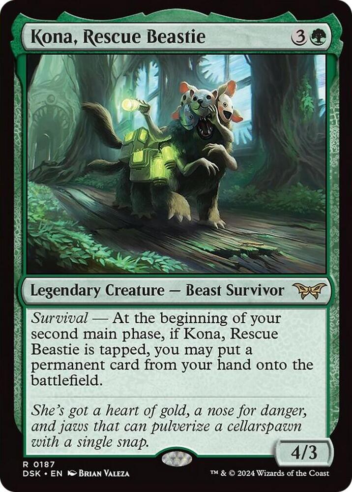 Kona, Rescue Beastie 187 card from Duskmourn: House of Horror