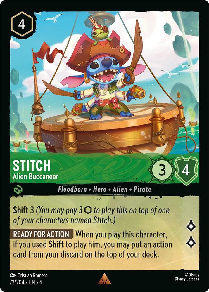 Stitch - Alien Buccaneer 72/204 card from Azurite Sea