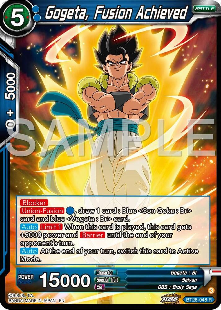 Gogeta, Fusion Achieved BT26-048 card from Ultimate Advent