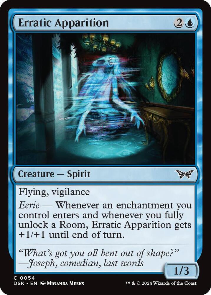 Erratic Apparition 54 card from Duskmourn: House of Horror