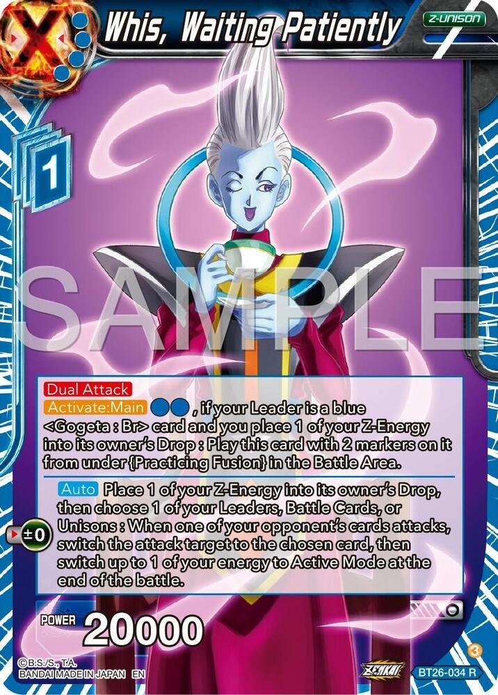 Whis, Waiting Patiently BT26-034 card from Ultimate Advent