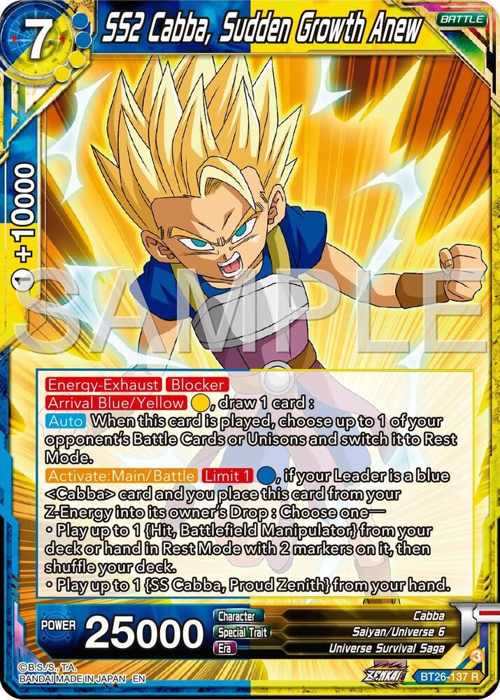 SS2 Cabba, Sudden Growth Anew BT26-137 card from Ultimate Advent
