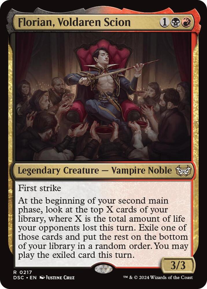 Florian, Voldaren Scion 217 card from Commander: Duskmourn: House of Horror