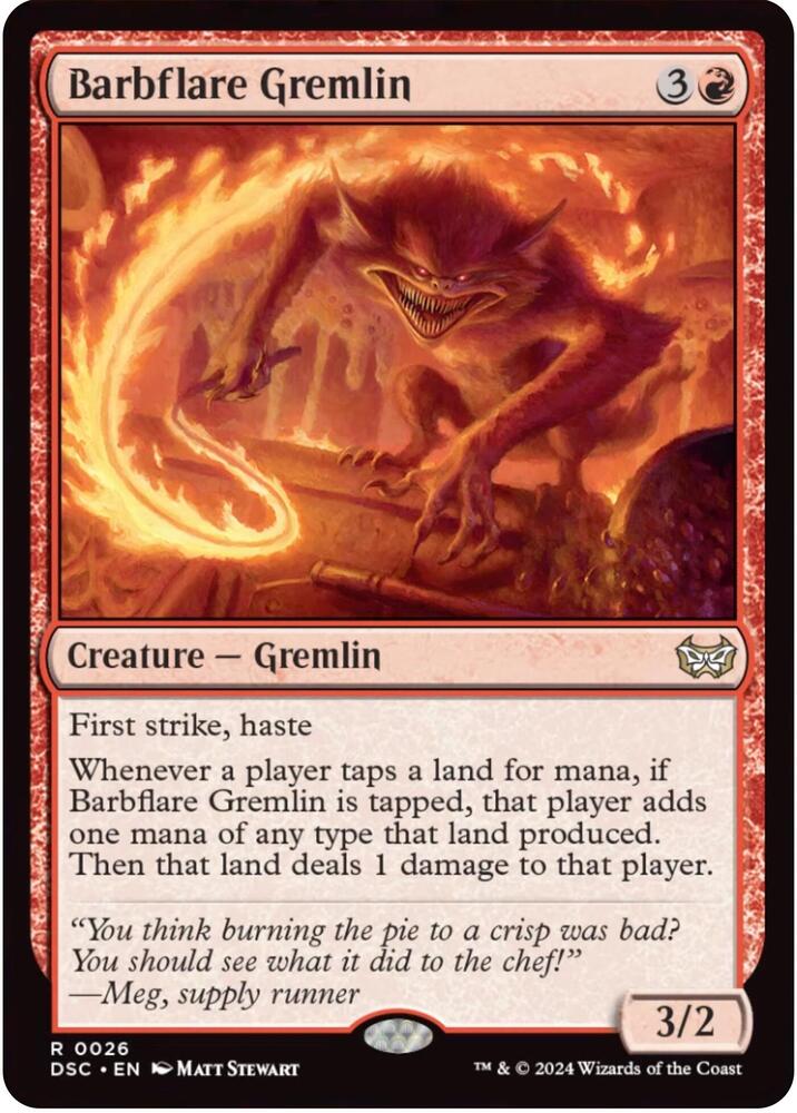 Barbflare Gremlin 26 card from Commander: Duskmourn: House of Horror