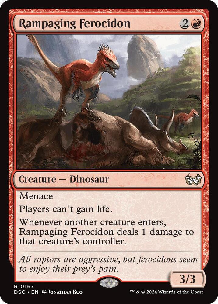 Rampaging Ferocidon 167 card from Commander: Duskmourn: House of Horror
