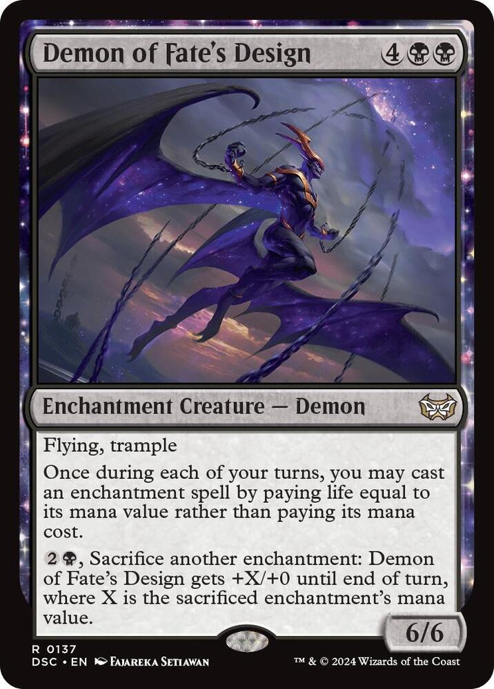 Demon of Fate's Design 137 card from Commander: Duskmourn: House of Horror