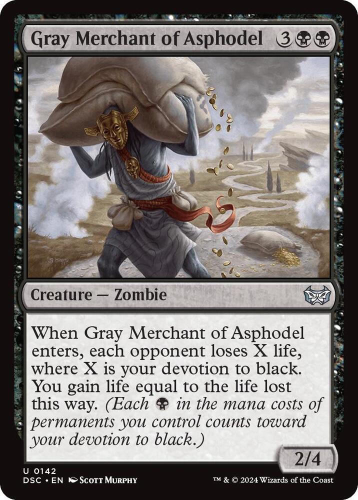 Gray Merchant of Asphodel 142 card from Commander: Duskmourn: House of Horror