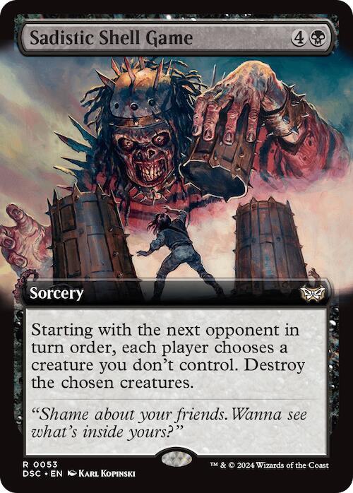 Sadistic Shell Game (Extended Art) 53 card from Commander: Duskmourn: House of Horror